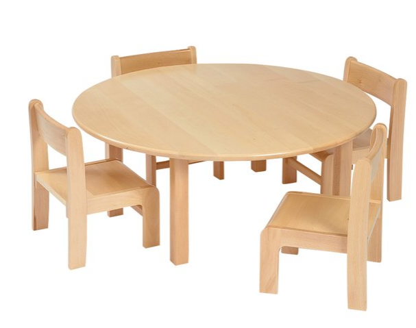 Beech Circular Table and Stacking Chairs